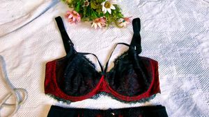 Red &amp; Black Lace Bra