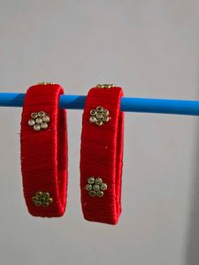 ❤️Vibrant Red Silk Thread Bangles