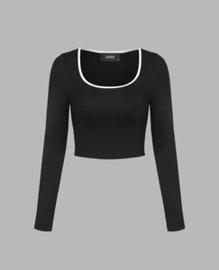 Black Long Sleeve Crop Top