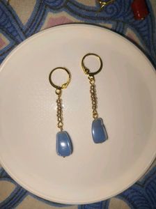 handcrafted Elegant Blue Stone Dangle Earrings