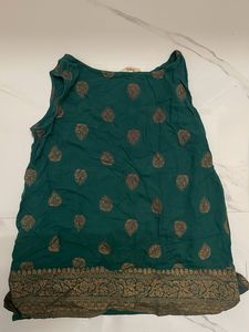 Green Copper Printed Tank Top/ Short kurti
