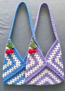 Crochet Shoulder Bag with Cherry Charm