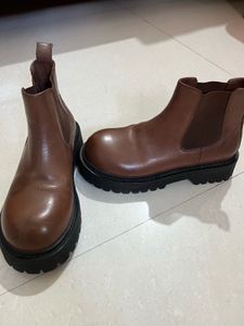 Brown Leather Chelsea Boots. Heavy sole.