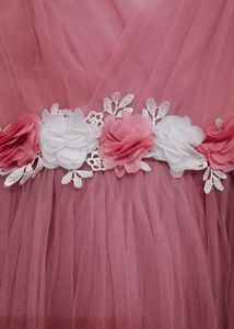 Girls Pink Tulle Dress with Flower Belt
