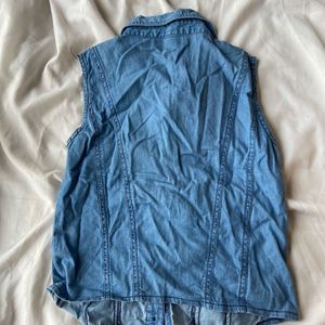Denim lacy tie up top