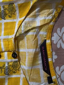 Yellow Printed Kurta