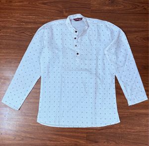 Men White Printed Kurta