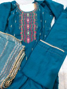 Elegant Teal Embroidered Salwar Suit
