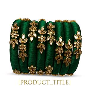 Green thread kundan bangles
