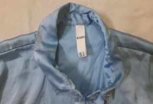 KAZO METALLIC BLUE SATIN SHIRT
