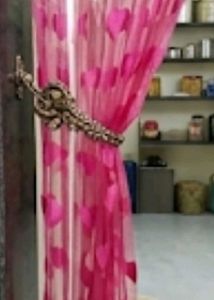 Pink Heart Door Curtain set of two
