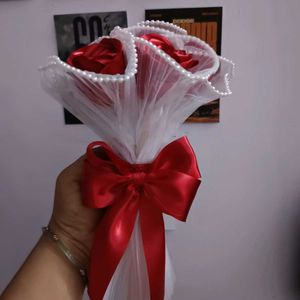 Handmade Satin Rose Bouquet (5 Roses)