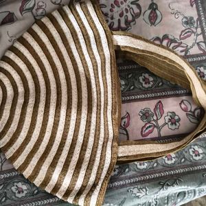 Striped Straw Tote Bag