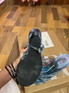 Metallic Blue Strappy Heels