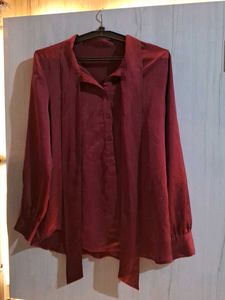 Maroon Bow Neck shirt