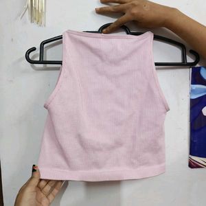 Ribbed Pink Crop Top