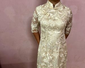 Elegant Lace Cheongsam Dress
