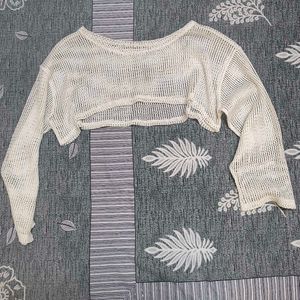 Cropped Mesh Sweater Top