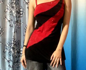 Sparkly Red &amp; Black Party Top