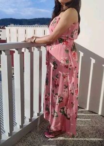 SASSAFRAS Dusty Pink Floral Maxi Dress