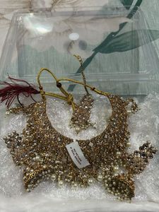 Gold Tone Kundan &amp; Pearls Bridal Choker Necklace S