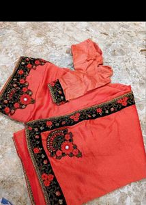 Stunning Embroidered Silk Saree with Blouse