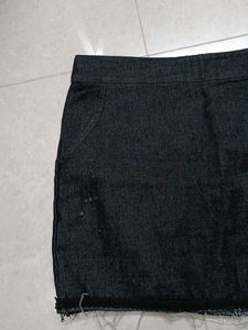 Distressed Denim Mini Skirt