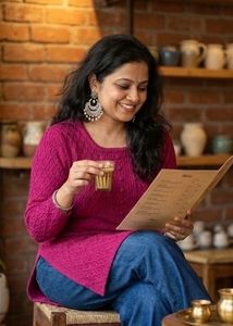Chic Red Textured Kurta