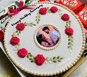 Heart Embroidered Couple Photo Hoop