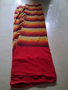 Vibrant Striped Red Saree