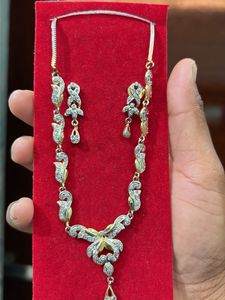 Elegant Diamond Necklace &amp; Earring gold platedSet
