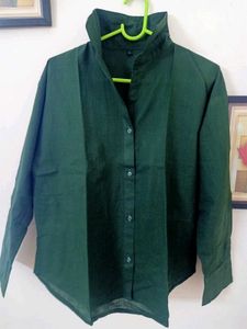 Elegant Green Long Sleeve linen Top