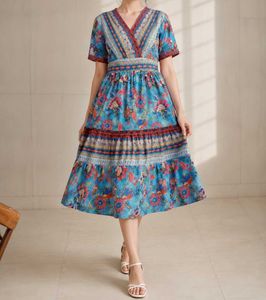 Bohemian Floral Print Midi Dress