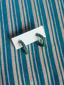Green Twisted Hoop Earrings