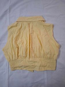 Women's y2k Sleeveless Collared Yellow Top