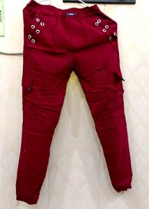 Maroon & Dark Pink Jogger Track Pants