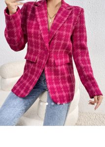 Pink Houndstooth Blazer