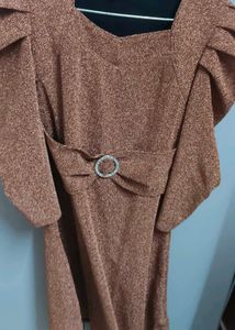 Sparkly Rose Gold Square Neck Dress
