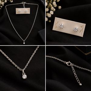 Silver Chain Necklace and Stud Earrings Set