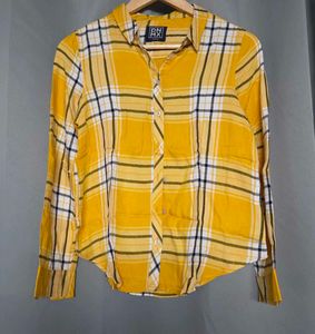 Yellow Plaid Button-Up Shirt