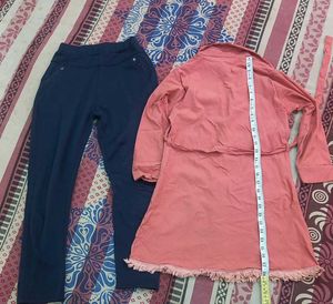 Chic Pink Shirt and Navy Pants Set
