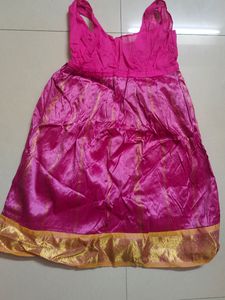 Pink Silk Pattu Pavadai/ Lehenga For 1 Yr