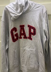 GAP Grey Plaid Logo Hoodie