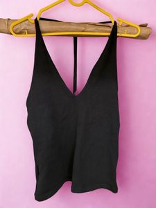 Zara Brand New Sleek Black V-Neck Tank Top