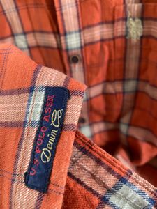 U.S Polo Assn. Men's Orange Plaid Shirt
