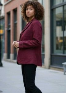 Burgundy Blazer with Trim Detail