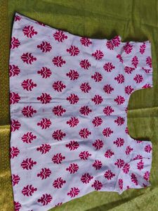 White &amp; Pink Block Print Blouse