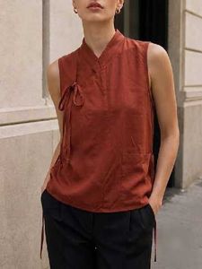 Korean Pintrest Chinese Elegant Red Sleeveless Wra