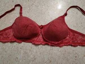 Red Lace Trim Bra