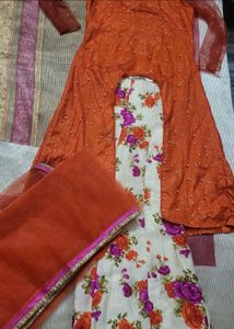 Orange &amp; Floral Indian Dress
